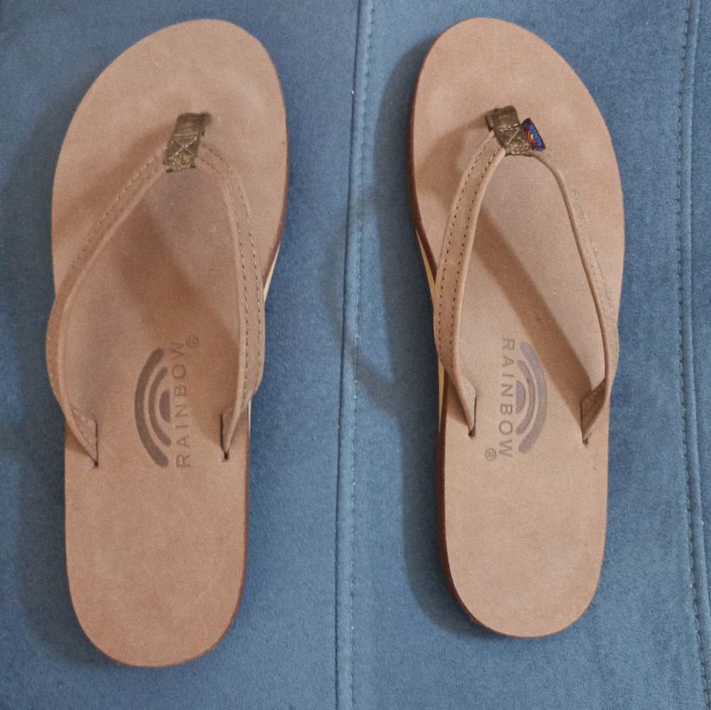Ladies Rainbow Flip flops, size 8